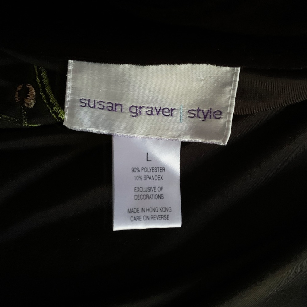 Y2K Susan Graver L Velvet Top Jacket Black Dark Romantic Embroidery Whimsigoth - Picture 11 of 12
